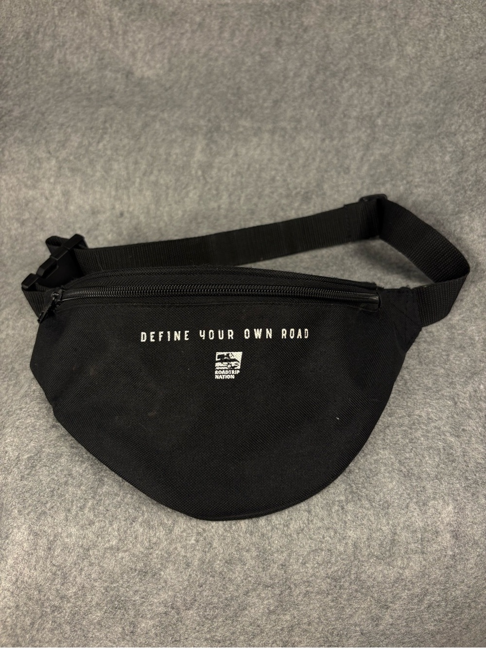 Black Waist Bag with 'Define Your Own Road' Print